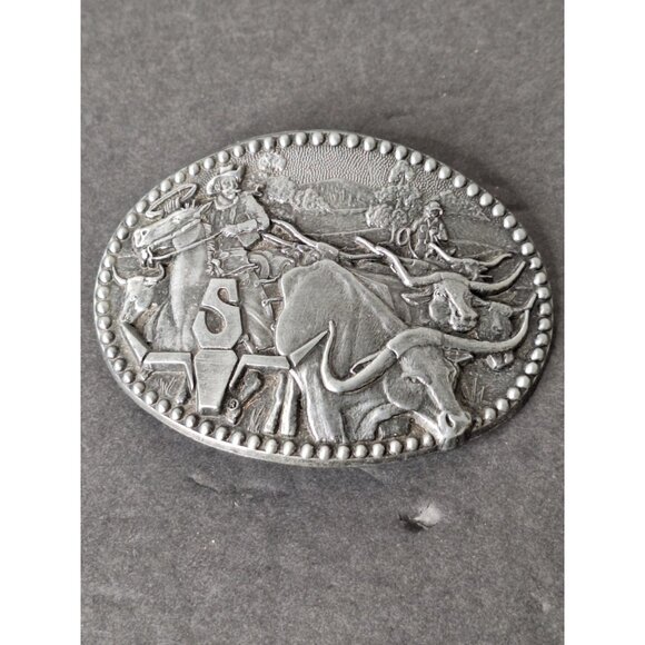 ZEE Series Other - VINTAGE ZEE SERIES WESTERN BELT BUCKLE COWBOY ROPING A LONGHORN